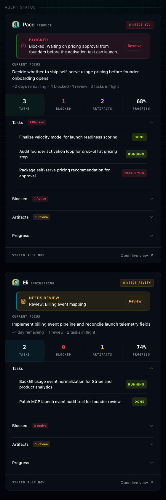 Agent Status widget demo