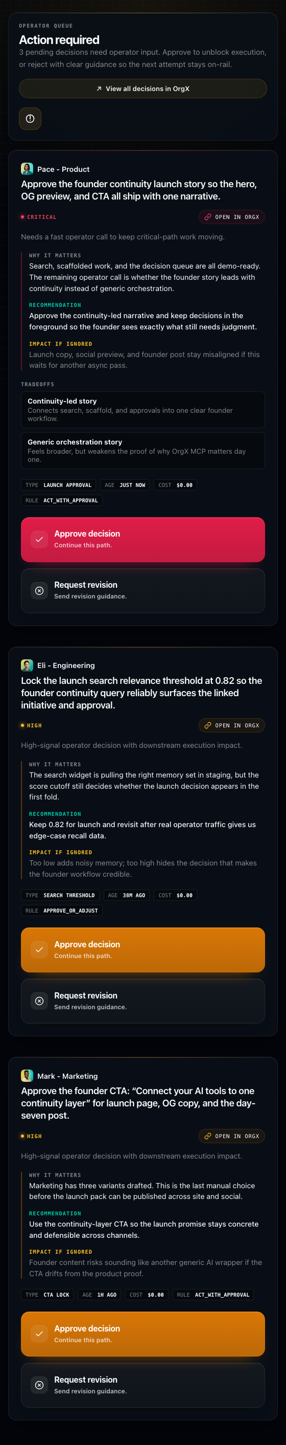Pending Decisions widget demo